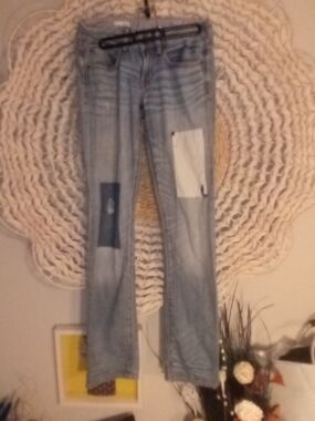GAP Light Blue Straight Leg Jeans with Patch Details